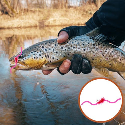 12 Pcs San Juan Trout Worm Lure Kit - Bead Head Soft Plastic Baits, Realistic Worm Lures for Trout, Bass, Salmon, Steelhead & Freshwater Fishing - size: Size 12