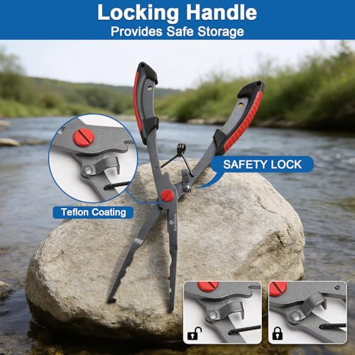 Fishing Pliers Kit 3 in 1 Fishing Tools Set with Long Nose Fishing Pliers Teflon Coated Needle Nose Pliers and Fishing Scissors Stainless Steel Fishing Tools for Saltwater Freshwater
