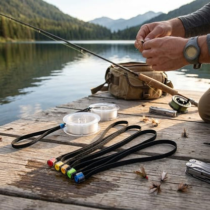 4PCS Fishing Tippet Ring Elastic Fabric Fishing Tippet Spool Ring Fish Wire Loop Tackle Accessory