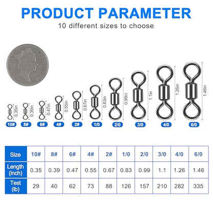 Rolling Barrel Fishing Swivel Black Nickle Fishing Hook Line Connector Fishing Tackle Accessories 30LB to 335LB 50-100pcs - size: 50pcs 2/0