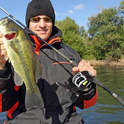 Baitcasting Reel,Carbon Fiber Drag Fishing Baitcaster Reels, Bait Cast Reel With 7.2:1 Gear Ratio 10+1 Ball Bearings 17.6lbs Max Drag Right Hand，Fish Gift For Man - color: MICAI