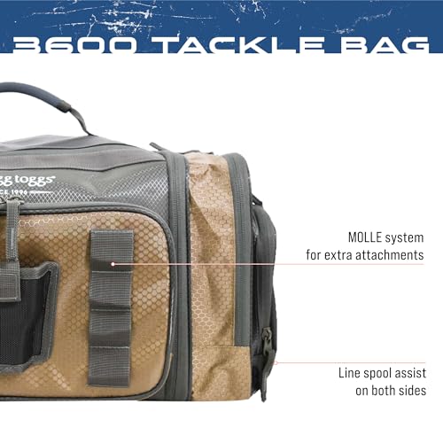 FROGG TOGGS Heavy Duty Fishing Tackle Duffle Bag, Includes Bait Trays - color: Solid Elements Brown, style: 3600
