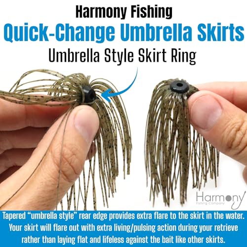 Harmony Fishing – Quick Change Umbrella Skirts for Fishing Jigs, Spinnerbaits, Buzzbaits, Lures, Baits (10 Pack) - color: Pink/White