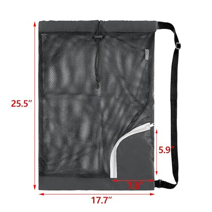 BeeGreen Mesh Drawstring Bag Swim Backpack for Beach Pool Sports Gym Draw String Cinch Bags for Swimming Soccer Basketball Gear Grey - color: Grey, style: Mesh Bag