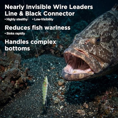 DONQL 15PCS Fluorocarbon Fishing Leaders with Swivel Snaps Connects Lures Bait or Hooks Wire Leaders Line for Saltwater Freshwater Ideal for Bass, Trout, Pike - size: #14 30cm/11.81inch Endurance: 18lb