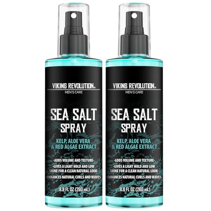 Viking Revolution Sea Salt Spray for Hair Men - Hair Texturizing Sprays with Kelp, Aloe Vera & Red Algae Extract - Surf Sprays to Add Volume and Texture- Sea Salt for Men Beach Hair Spray (2 pack) - size: 8.8 Fl Oz (Pack of 2), style: Sea Salt Spray