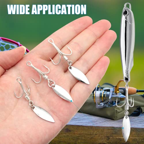 21Pcs Treble Hooks Willow Bladed Replacement Spinner Fishing Hook Set | Trout Bass Silver Three Treble Hooks for Freshwater and Saltwater