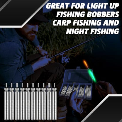Glooglitter 20 Pcs Fishing Bobbers Battery Cr425 Rechargeable Float Battery for LED Light Tips Lighted up Night Bobber Glow Sticks Fishing Float Accessories Tackles