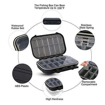Goture Small Black Waterproof Clear Tackle Box Fixed Compartments Lure Case | Waterproof Fishing Lure Boxes, Fishing Bait Storage Lure Case Bait Plastic Containers - color: Black SMALL(Size: 6.69'' L X 4.33'' W X 1.81'' H)