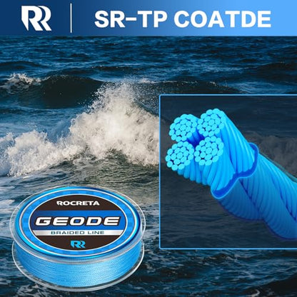 Geode Braided Fishing Line, Super Strong Power Braid Lines for Saltwater and Freshwater Fish 8-50lb, 150yds/300yds/500yds/1000yds - color: Sea Blue, size: 30LB(150YDS)