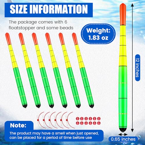 Arrowbash 6 Pcs Fishing Bobbers Floats Weighted Catfish Pole Floats High Visibility Wood Pole Fishing Float for Catfish Pike 7in, 12in - size: 12 Inch