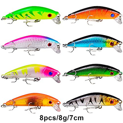 Bass Fishing Lures Kit Set Topwater Hard Baits Minnow Crankbait Pencil VIB Swimbait for Bass Pike Fit Saltwater and Freshwater - color: 007-43pcs