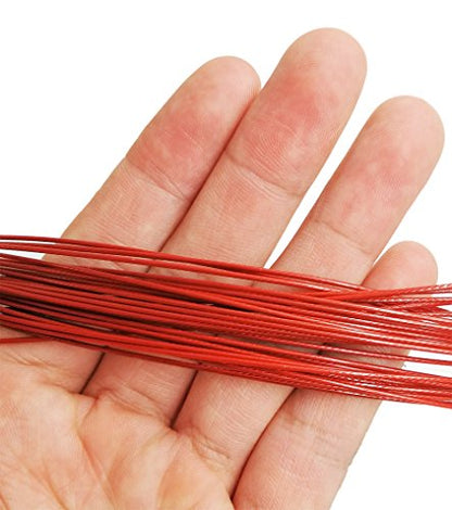 Fishing Wire Leaders for Saltwater: 30pcs Stainless Steel Line Leaders Nylon-Coated 19" - 100 LB High Strength Wire Rig for Shark Barracuda Pike Fishing - color: Red