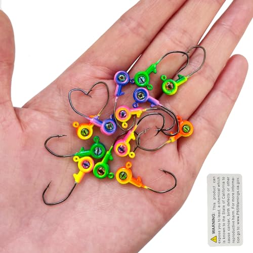 Crappie Jig Heads with 3D Eyes, 40 Packs - 1/32oz, 1/16oz, 1/8oz Jigs for Bass, Trout, Panfish - color: 1/16oz