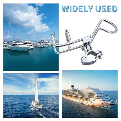 Fishing Rod Holder 316 Stainless Steel Rod Holder for Boat, 360° Adjustable Clamp On for 1" 1‑1/4" (25/32mm) Rail, Heavy Duty Rail Mount for Boat Yacht Kayak（2Pcs）