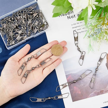 SUPERFINDINGS 30Pcs Double Fishing Snap Swivels Carbon Steel Fishing Rolling Bearing Connector Fishing Rolling Ball with Snap Connector Fishing Tackle Fishing Accessories, 89mm