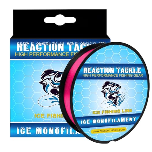Reaction Tackle Ice Monofilament Fishing Line - High Performance Ice Fishing Line with Low Memory, High Abrasion Resistance, Freezing-Resistant - Strong and Sensitive 1000 Yard Spool Mono Line - color: Pink, size: 10LB (1000 yards)