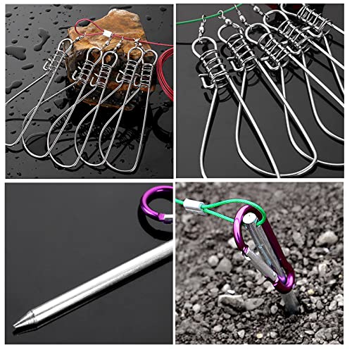 Fishing Stringer Live Fish Lock, Stainless Steel Fish Stringer Clip, Big Fish Wire Rope Cable with Float and Plastic Handle, Fishing Holder Kit with High Strength 10 Snaps/Buckles - size: 5m