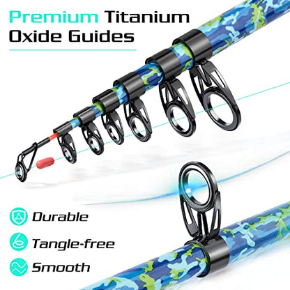 Sougayilang Telescopic Fishing Rod and Reel Combo – Full Kit with Carrier Bag, 11+1 Bearings Spinning Reel, Carbon Fiber Travel Pole for Bass, Trout, Catfish, Redfish – Saltwater Freshwater - color: Green Full Kit with Carrier Case, size: 8.9 ft