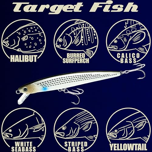 LUCKY CRAFT FlashMinnow 130MRS Saltwater Fishing Lures, Jerkbait for Halibut and Bass Fish, Slow Sinking 2-4ft, Surf Fishing Gear and Tackle Box Accessories - color: 674 Pearl Mullet