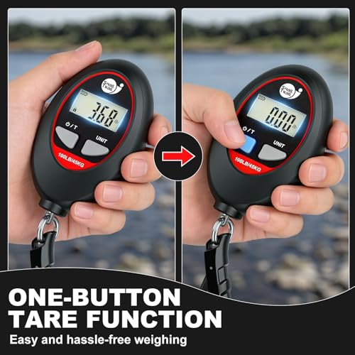 SNAIL TRAIL 100 lbs Digital Fishing Weight Scale & 4.6'' Fish Lip Gripper, LCD Display, Multi-Unit (LB, KG, LB:OZ), Portable Electric Tournament Bass Weigher for Anglers - color: Black & Gripper