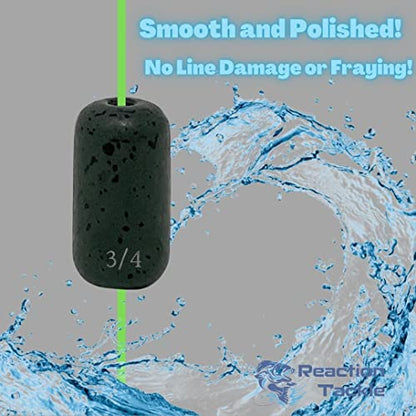 Reaction Tackle Tungsten Barrel Weights for Bass Fishing - Egg Shaped Carolina Rig Sinkers - Size Stamped Freshwater and Saltwater - color: Green Pumpkin, size: 1/2 Oz (4-Pack)