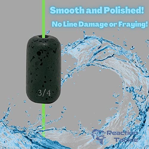 Reaction Tackle Tungsten Barrel Weights for Bass Fishing - Egg Shaped Carolina Rig Sinkers - Size Stamped Freshwater and Saltwater - color: Green Pumpkin, size: 1/2 Oz (4-Pack)