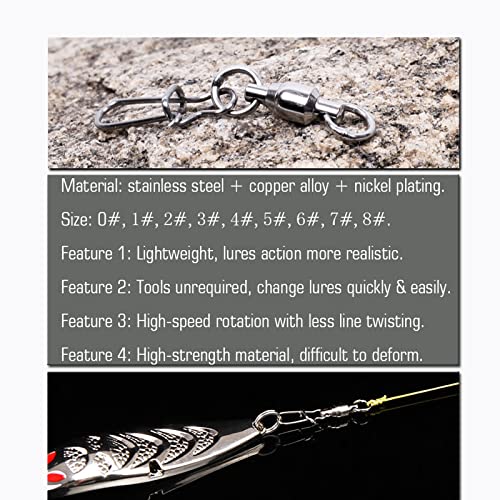 AMYSPORTS Duo Lock Snap Fishing Swivels Stainless Barrel Swivels Fishing Lure Snap Swivels Ball Bearing Swivels Fishing Tackle for Saltwater Fishing Freshwater Fishing - size: Size 0+0 (26.4lb) 25 pcs