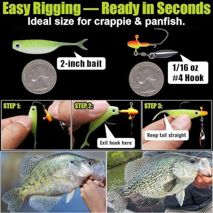 Crappie Baits Kit –40 & 135 Piece Soft Plastic Underspin Jig Heads, Shad Minnow Lures Set for Crappie Fishing Panfish Bluegill Perch Trout - color: 40 PCS — Starter Crappie Kit