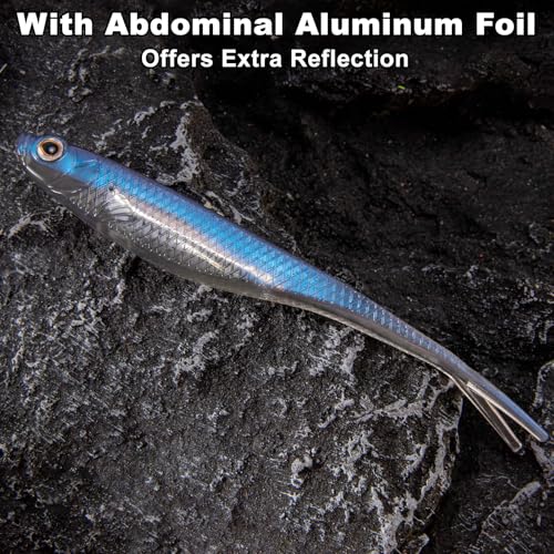 Dr.Fish Soft Plastic Baits, Fork Tail Soft Jerkbait Minnow Lures, 3 to 4-3/4 Inches Soft Swimbaits Jerk Shad Baits Crappie Bass Fishing Lures - color: Light Brown, size: 3"-6 Pack