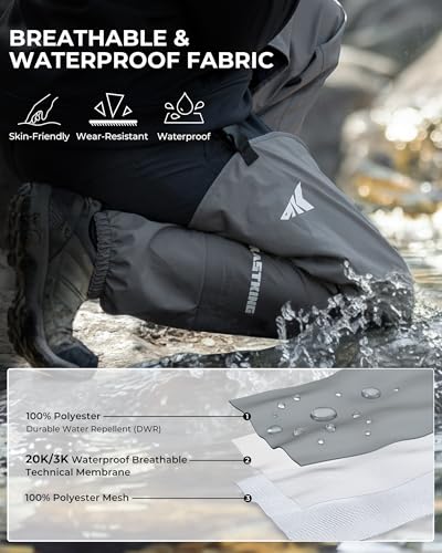KastKing RiverWalker Hip Waders, Breathable Waterproof Stockingfoot Hip Waders with 4mm Neoprene Booties, Fishing Waders - size: Medium