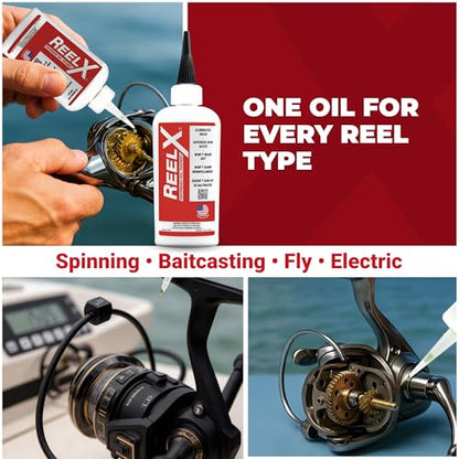 ReelX Fishing Reel Grease, Marine-Grade Anti-Rust Lubricant for Bearings, Spinning, Baitcasting, Spincast, Fly, Trolling & Electric Reels, Corrosion Prevention & Control - size: Oil 4oz Dropper