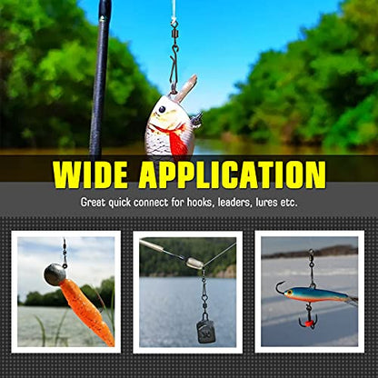 AMYSPORTS Rolling Connector Fishing Swivel Saltwater Corrosion Resistance Snap Swivels Kit Stainless Quick Fishing Snap Barrel Freshwater Trolling Accessories - size: Size 8+8 (22lb) 100 pcs