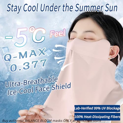 UV Sun Protection Face Mask with Neck Coverage UPF 50+ Face Shield Breathable Design for Summer Outdoor Activities - color: Pink