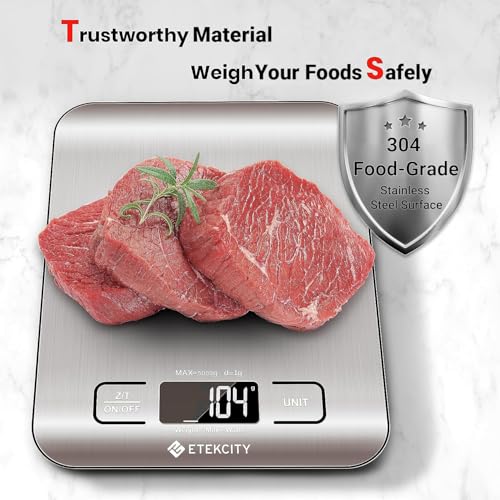Etekcity Food Kitchen Scale, Digital Grams and Ounces for Weight Loss, Baking, Cooking, Keto and Meal Prep, LCD Display, Medium, 304 Stainless Steel - color: Stainless Steel