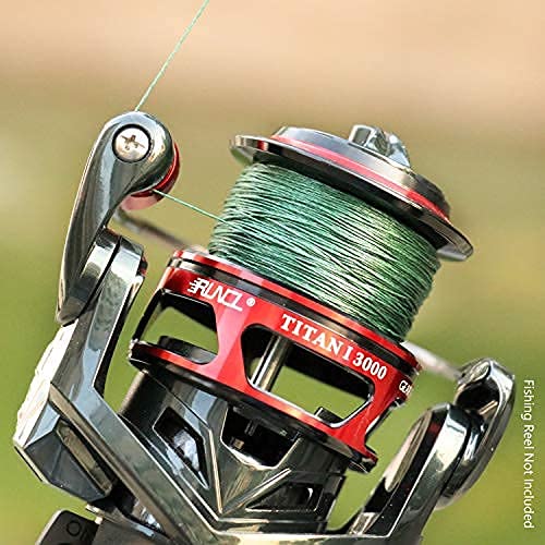 RUNCL PowerBraid Fishing Line 4/8/9 Strands, Braided Fishing Line 300/500/1000Yds - Seamless Weaving Tech, Enhanced Coating Tech, Zero Stretch, High Sensitivity, Smaller Diameter - Braid Line 15-115LB - color: Moss Green, size: 20LB-300yds(4 Strands)