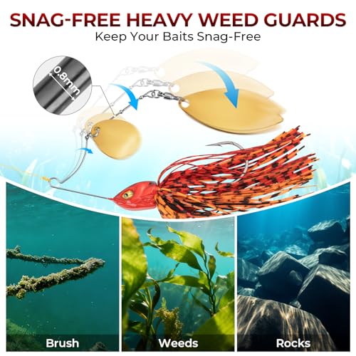 MadBite by KastKing Spinnerbait Fishing Lures, Bass Trout Salmon Walleye Stainless Steel Spinner Baits Kit, Saltwater Freshwater, 4 pcs - color: Bait Fish - Double Willow, size: 3/8oz