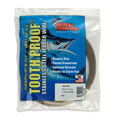 AFW Tooth Proof Stainless Steel Single Strand Hard Leader Wire - Bright and Camo for Shark, Barracuda, King Mackerel, Wahoo, Snook Bite Protection for Toothy Critters, Rigging Baits and Lures - color: Camo, style: #7, 69 Lb Test, 1 Lb