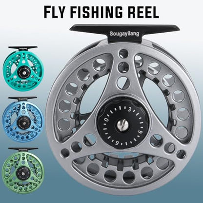 Sougayilang Fly Fishing Reel, Die Cast Aluminum Fly Reel, 5/6, 7/8, Weight Saltwater Fly Reels, 5/6, 7/8, Weight Saltwater Fly Reels - color: Green, size: 5/6wt