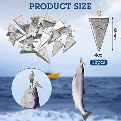 Shimeyao 18 Pieces Pyramid Sinkers Fishing Weights Triangle Fishing Sinkers Rig Pyramid Sinker for Ocean Saltwater Surf Bass Casting Gear Tackle - size: 4 oz