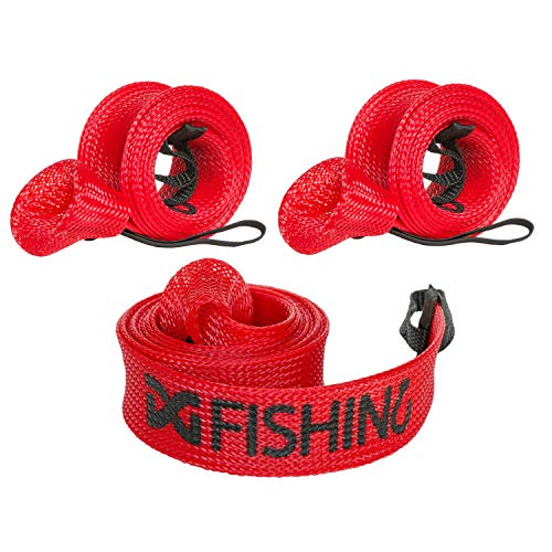 Fishing Rod Sleeve, 3 Pack, 7ft Casting Rod Protector/Rod Sock/Rod Cover - color: Red