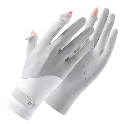 Eohak Women UV Sun Protection Gloves Full Finger Touchscreen Gloves Summer Outdoor Cyling Driving Gloves - color: Gray