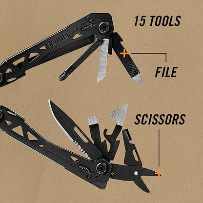 Gerber Gear Suspension-NXT EDC Multitool 15-in-1 Pocket Knife, Needle Nose Pliers and Wire Stripper for Camping and Survival, Black - color: Black