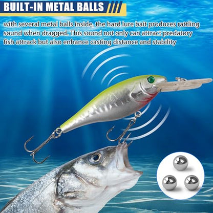 Crankbait Fishing Lures Hard Bait Shallow Diving Crank Bait Lifelike Swimbait Lures for Bass Trout Walleye Pike Freshwater Saltwater Fishing Lure - color: A-10pcs-3.7in/0.36oz