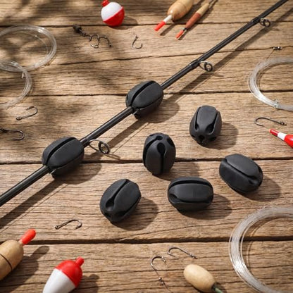 30 Pieces Silicone Fishing Rod Holder Straps Portable Fishing Rod Fixed Ball Rubber 5 Hole Lightweight Tackle Ball for Fish Enthusiasts Portable Fixed Straps Rubber - color: Black