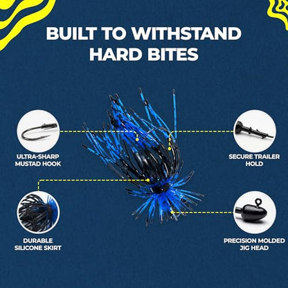 Spider Jigs, Multi Variants - Finesse Style Fishing Lures with Ultra Point 2/0 Hook & Buzz Cut Silicone Skirt