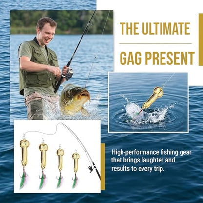 Gag Fishing Lures Set Metal Luminous Sequin Spoons Funny Top Water Bass Fishing Lures Fishermen Gear Spinner Baits Freshwater Saltwater Equipment Fishing Hook for Fishing Lover Men - color: Gold