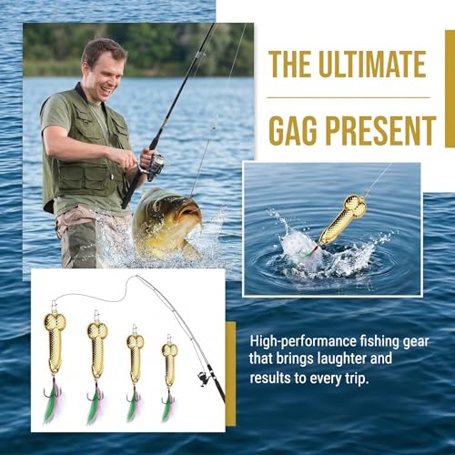 Gag Fishing Lures Set Metal Luminous Sequin Spoons Funny Top Water Bass Fishing Lures Fishermen Gear Spinner Baits Freshwater Saltwater Equipment Fishing Hook for Fishing Lover Men - color: Gold