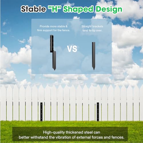 VIVOSUN 8 Pack Fence Post Repair Kit | Heavy-Duty Ground Spike with Gloves for Repairing Tilted or Broken Wood Posts