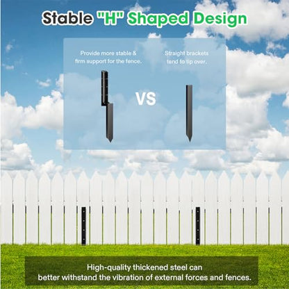VIVOSUN 8 Pack Fence Post Repair Kit | Heavy-Duty Ground Spike with Gloves for Repairing Tilted or Broken Wood Posts